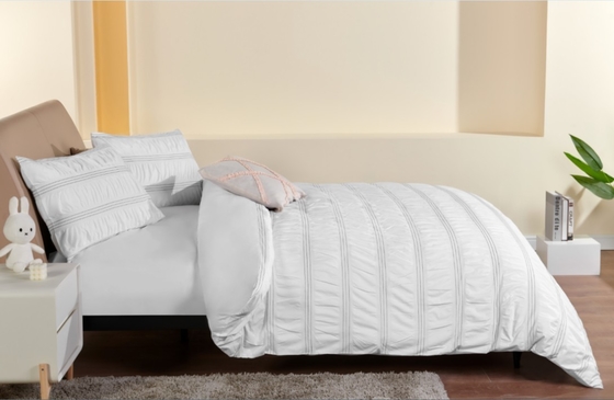 Seersucker Cotton Recykling Polyester Duvet Set Trwałe Białe Pokrycie Duvet King