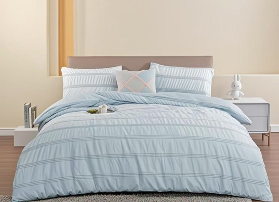 Seersucker Cotton Recykling Polyester Duvet Set Trwałe Jasnobrązowe Pokrycie Duvet King