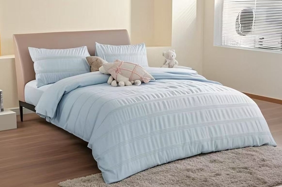 Seersucker Cotton Recykling Polyester Duvet Set Trwałe Jasnobrązowe Pokrycie Duvet King